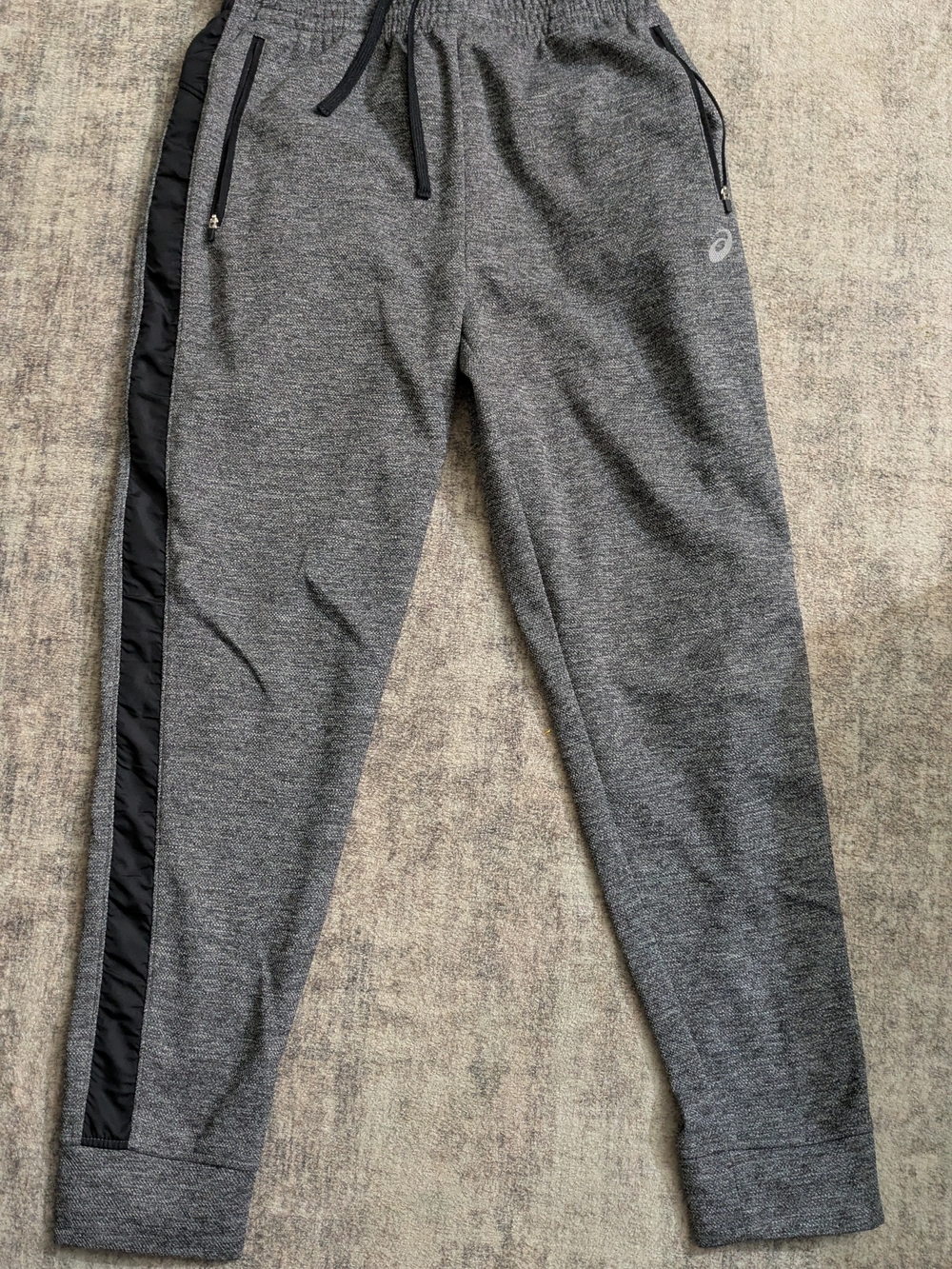 ASICS Men's Heather Gray Joggers with Black Side Stripe